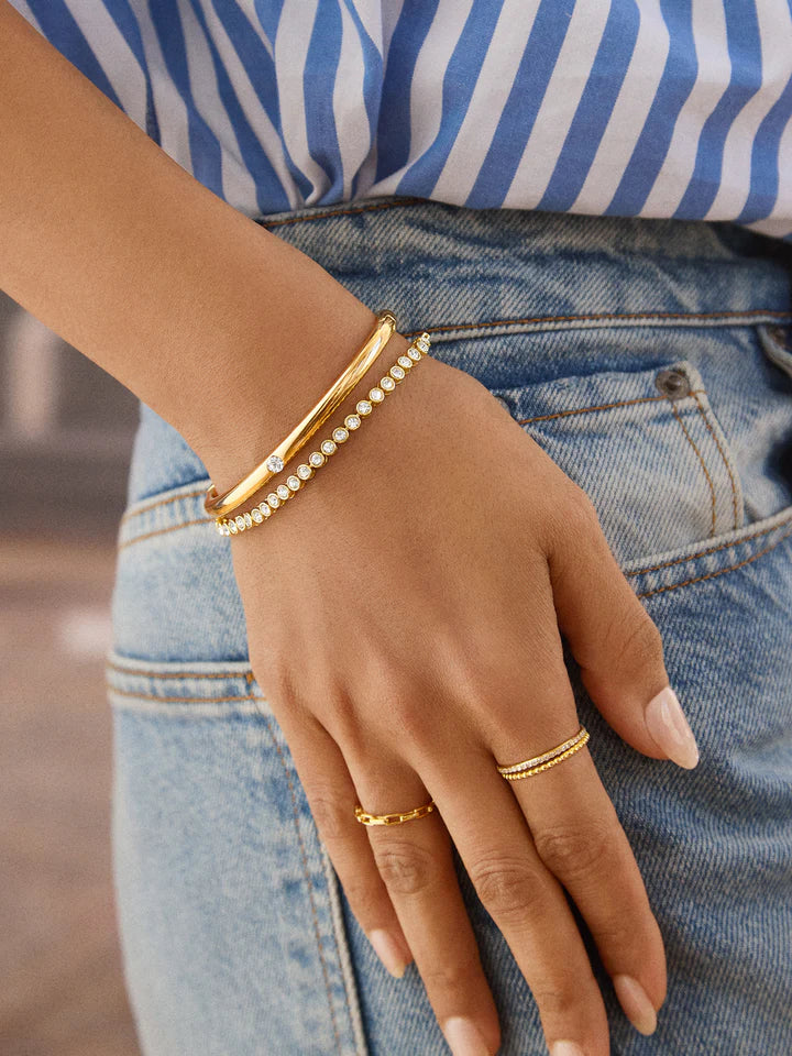 BaubleBar: Madison One Stone Classic Hinge Bangle in Gold