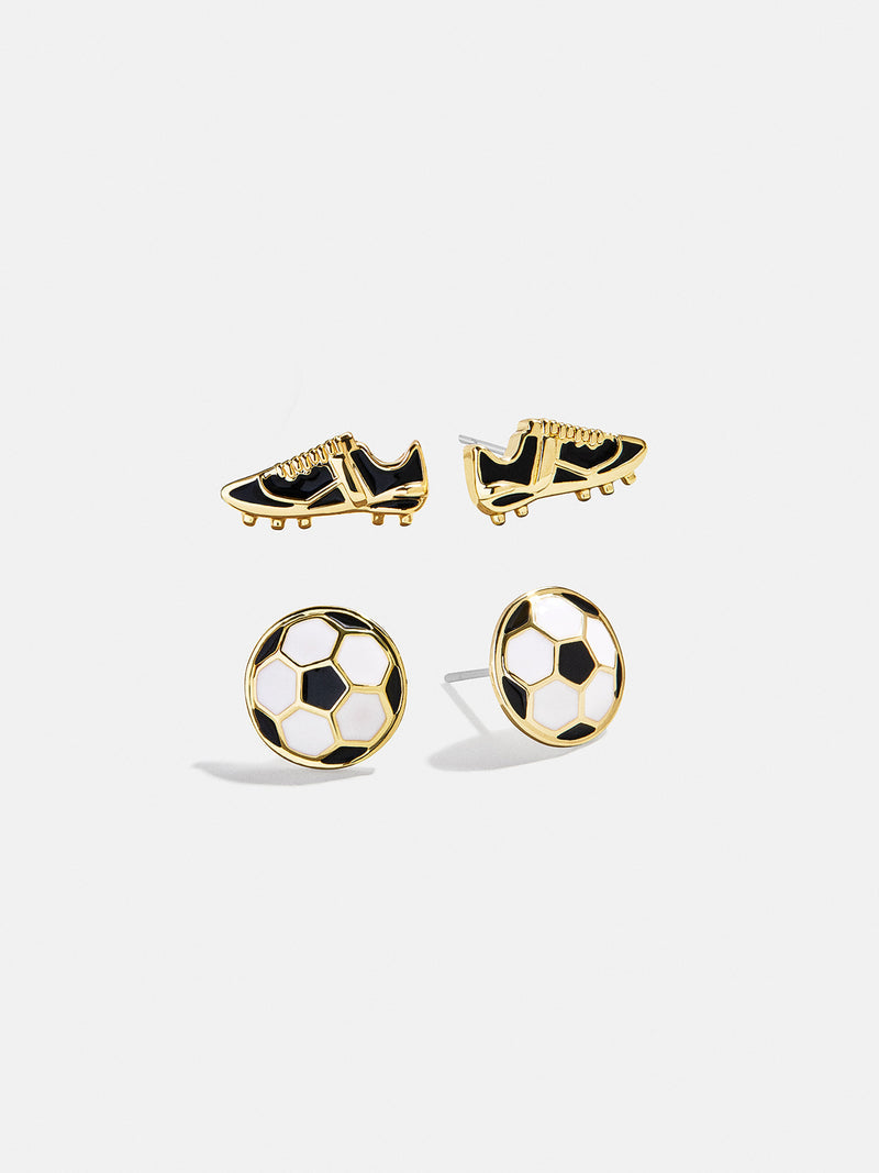 Baublebar: Soccer Earring Set in Black - The Vogue Boutique