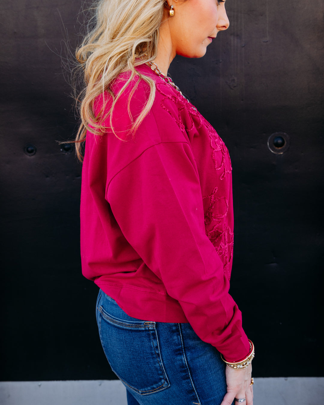 Tribal: Long Sleeve Crew Neck Top in Jazzy