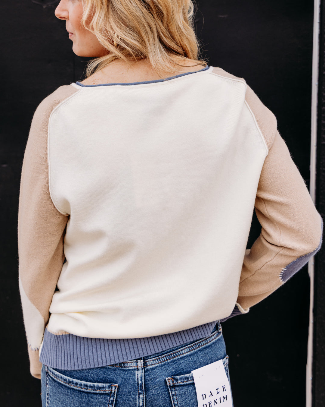 French Dressing Jeans: Long Sleeve Boatneck Sweater in Indigo (1938203)