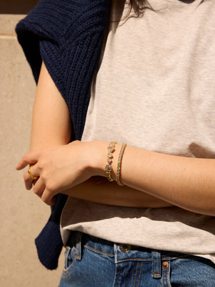 Baublebar: Zadie Heart Tennis Bracelet in Clear (90611) - The Vogue Boutique
