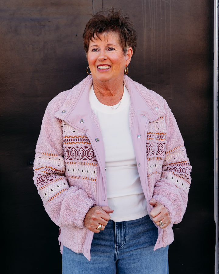 Tribal: Lined Sherpa Jacket in Pinkfrost (6310O-5125)