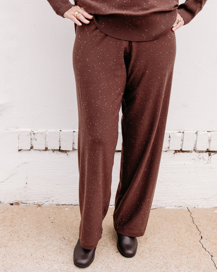 Joseph Ribkoff: Sequin Knit Drawstring Culottes in Mahogany (264931)