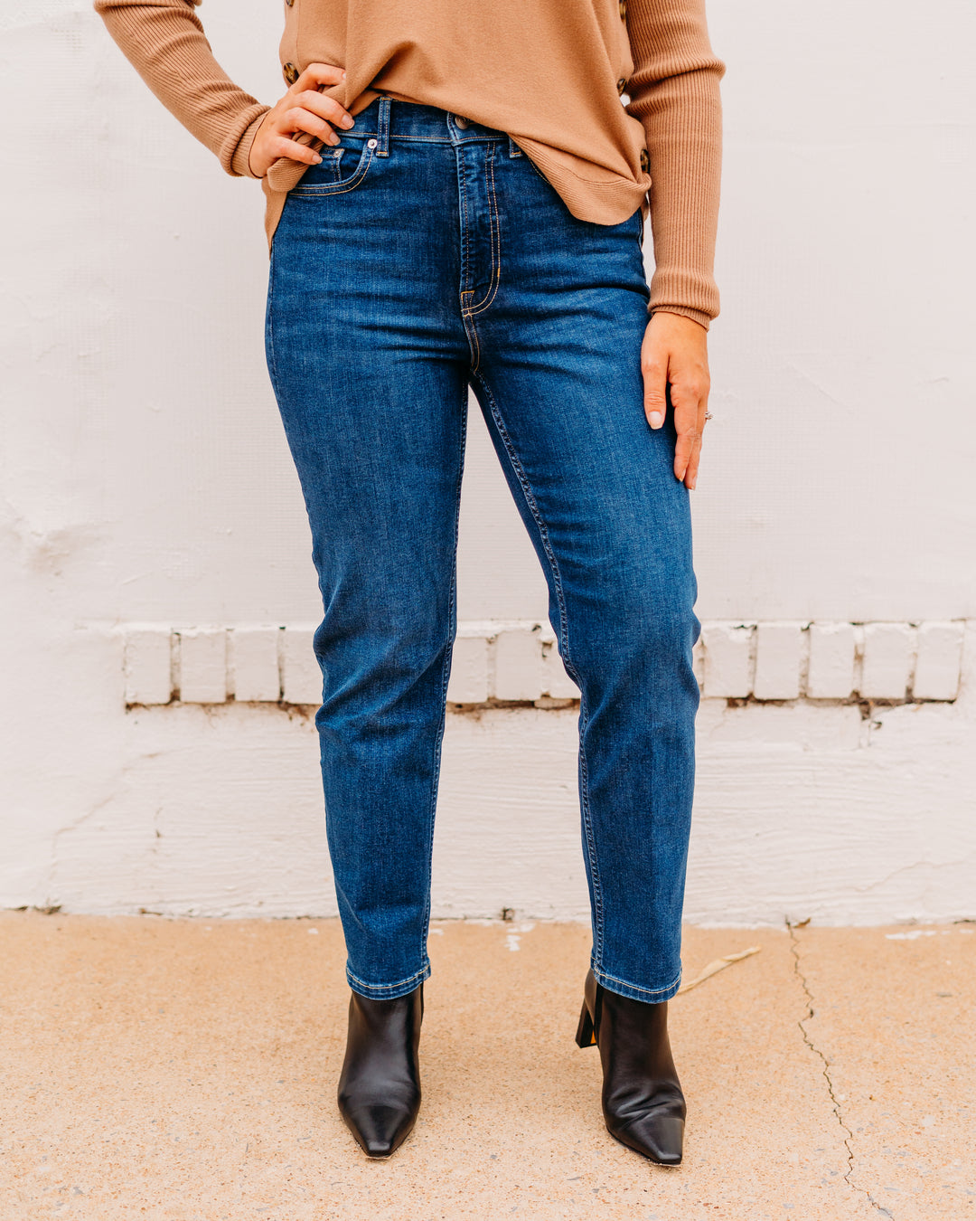 Spanx: SPANXsculpt™ ReDefine Slim Straight Jeans in Medium Indigo - The Vogue Boutique