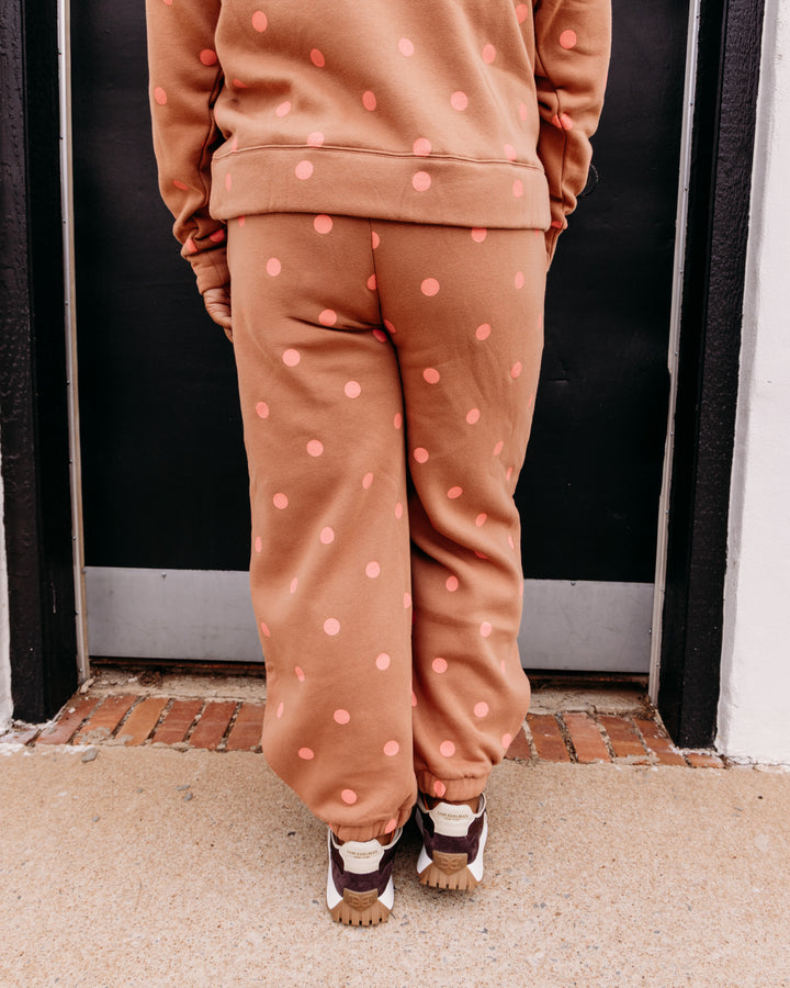 Poppy & Pine: Brown Pink Polka Dot Sweatsuit Set