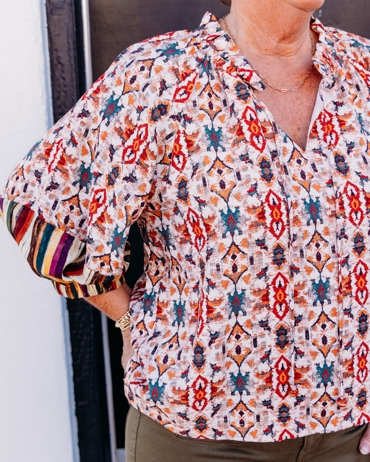 Joy Joy: Loom Peasant Blouse in Desert (79H7555)