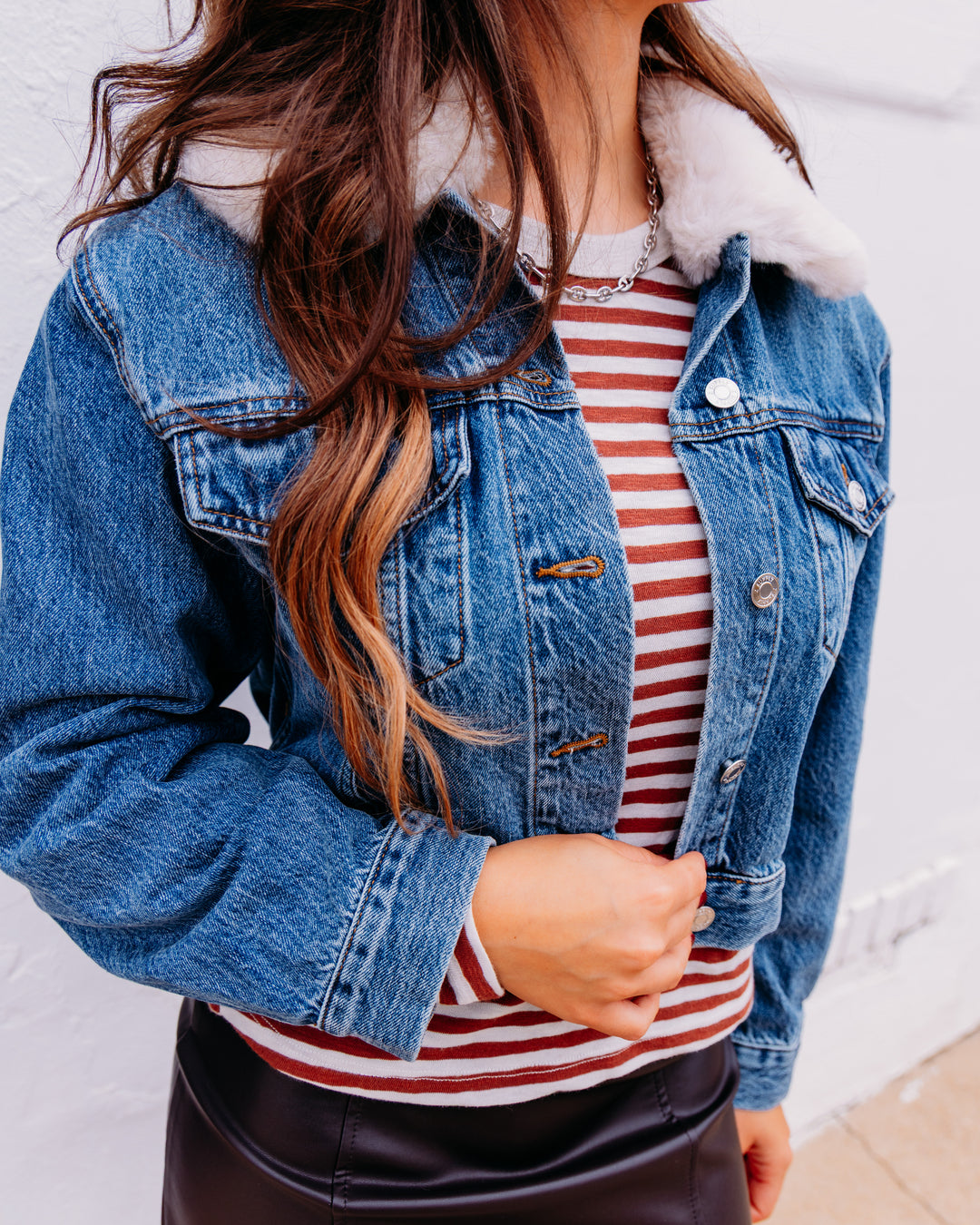 Z Supply: Daily Sherpa Denim Fur Jacket In Hush (ZJ264926S)
