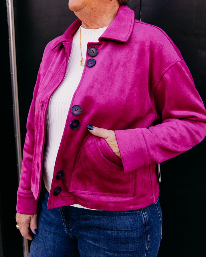 Multiples: Button Front Jacket in Deep Fuchsia (M46502JM)