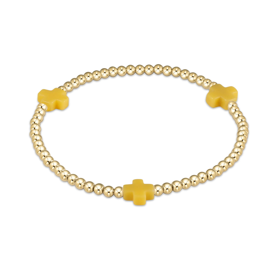 Enewton: Signature Cross Bracelet Gold Pattern Bead in Canary Yellow - The Vogue Boutique