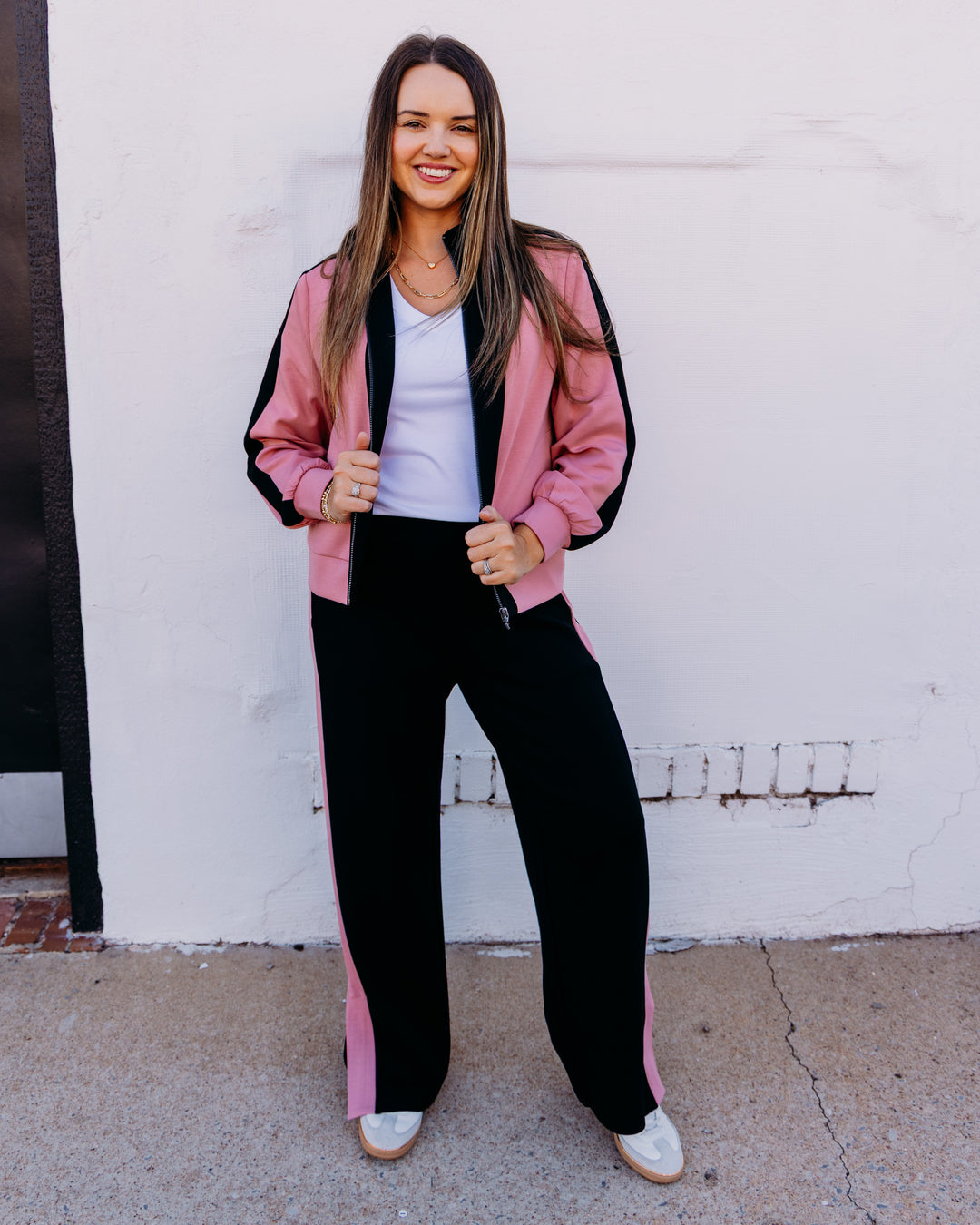 Joseph Ribkoff: Contrast Side‑Stripe Wide‑Leg Pants in Black/Vintage Rose (263622)