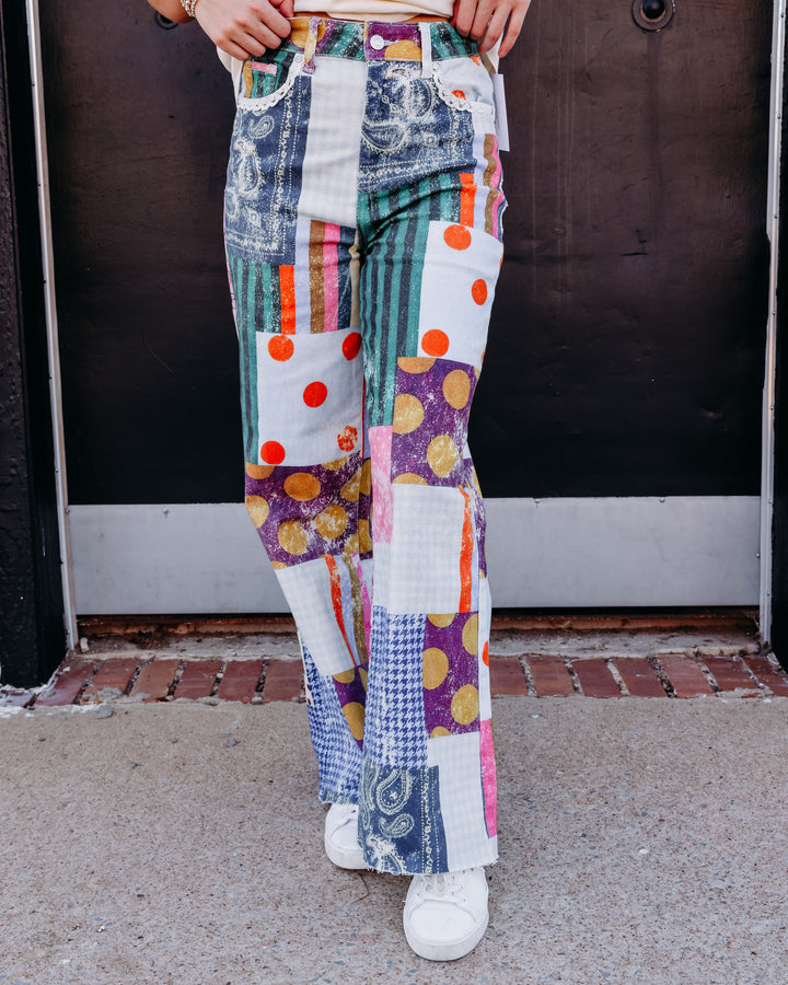 Poppy & Pine: Raw Hem Jewel Patch Jeans