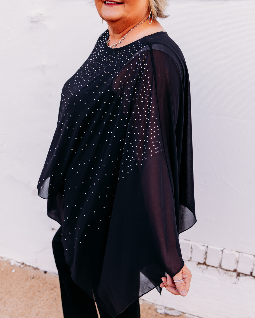 Joseph Ribkoff: Rhinestone-Embellished Chiffon Poncho (264177)