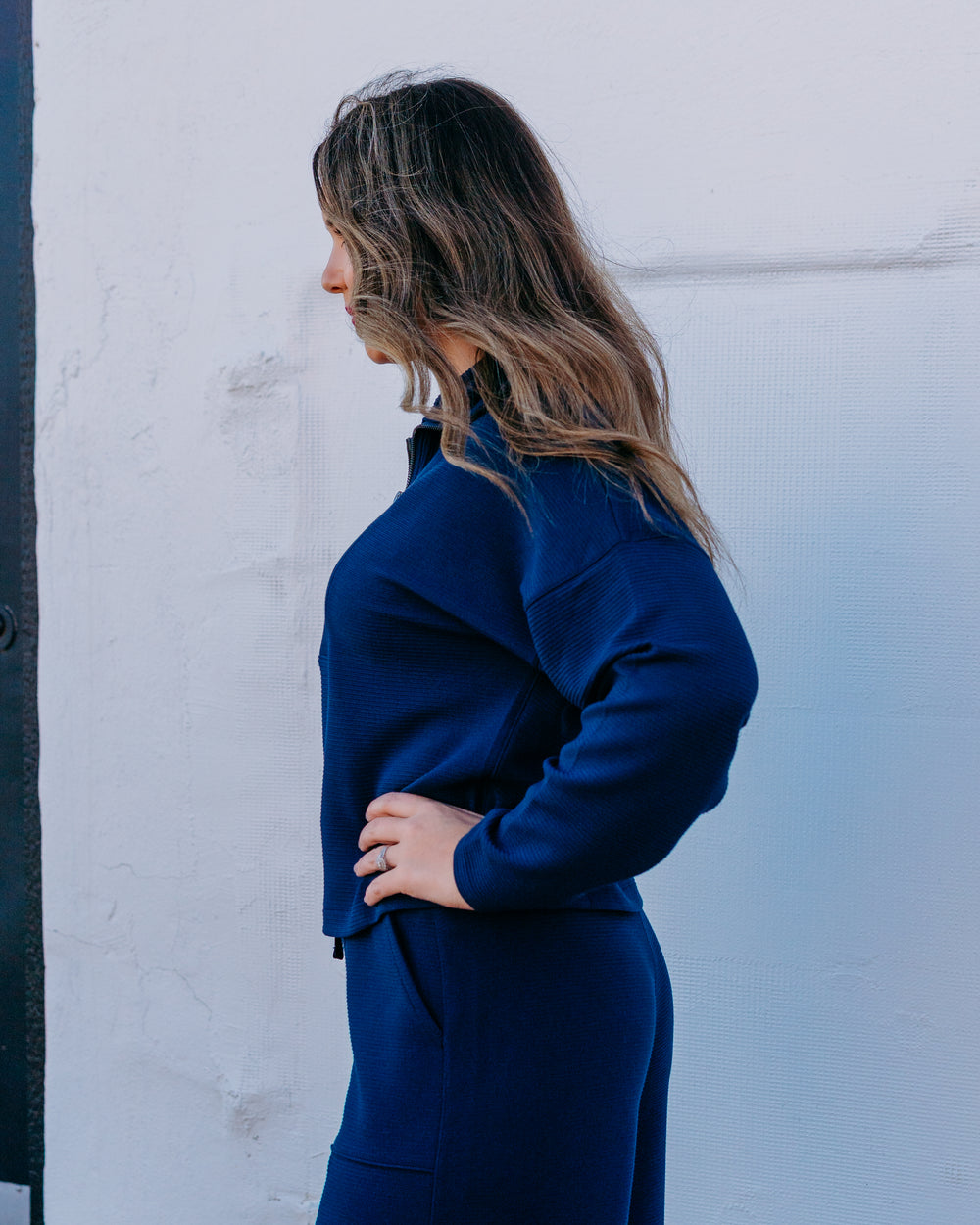 Spanx Airessentials: French Rib Half Zip in Timeless Navy (22401R) - The Vogue Boutique