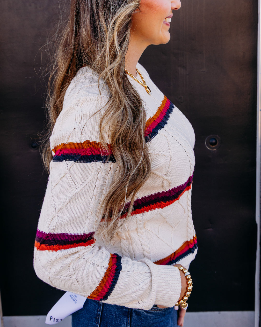 Tribal: Long Sleeve Crew Neck Sweater W/Embroidery in Jazzy