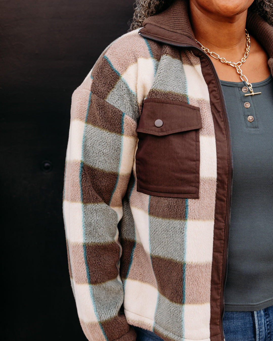 Thread & Supply: Harrison Jacket in Cream Brown Plaid (J2362PFKTS)