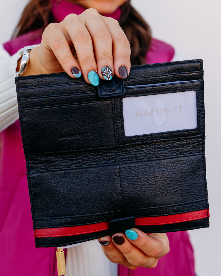 Hammitt: 110 north – black/brushed gold red zip (4584)