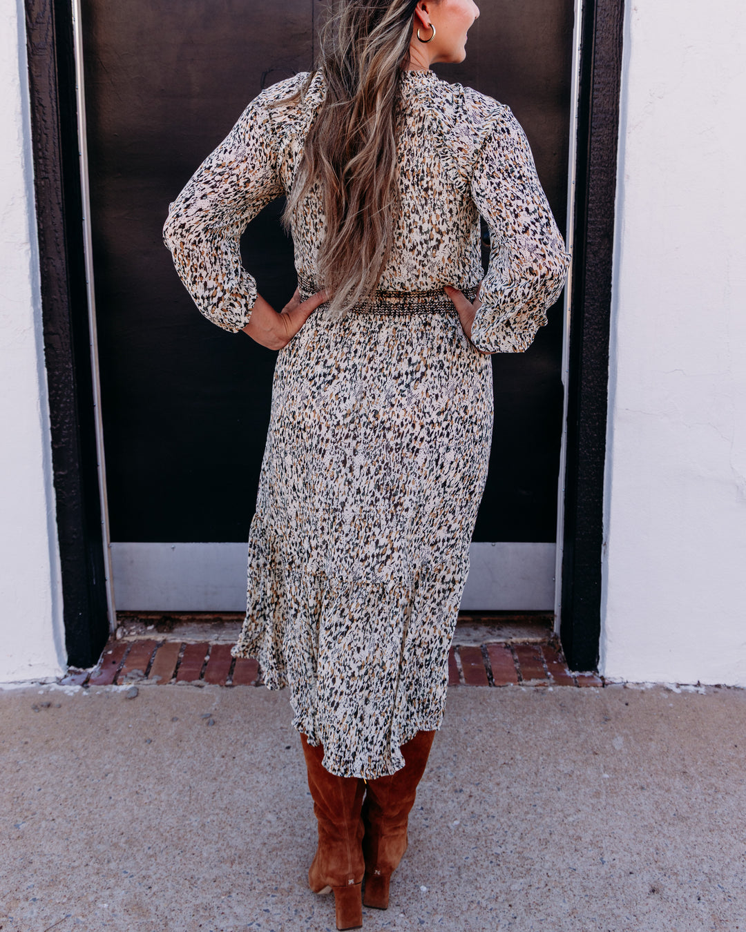 Elan: Long Sleeve Dress in Brown Lia (CFP50500)
