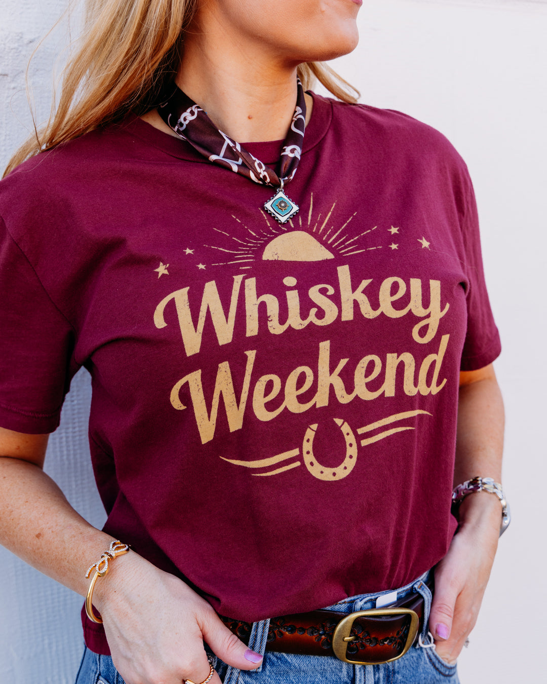 Project Social T: Whiskey Weekend Tee in Dark Cherry