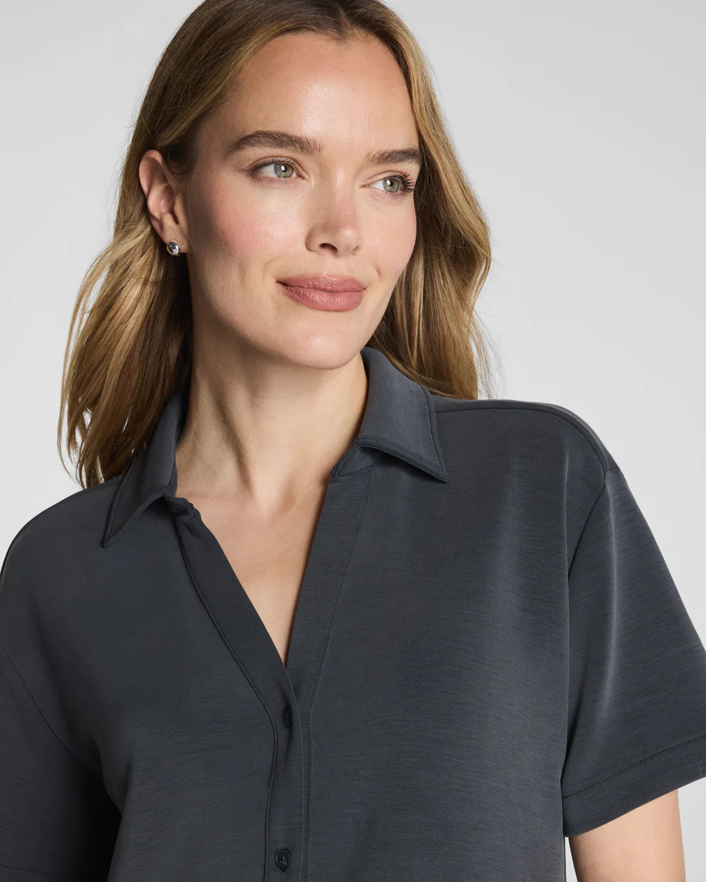 SPANX AIRESSENTIALS® BUTTON DOWN IN WASHED GRAPHITE (22520R)