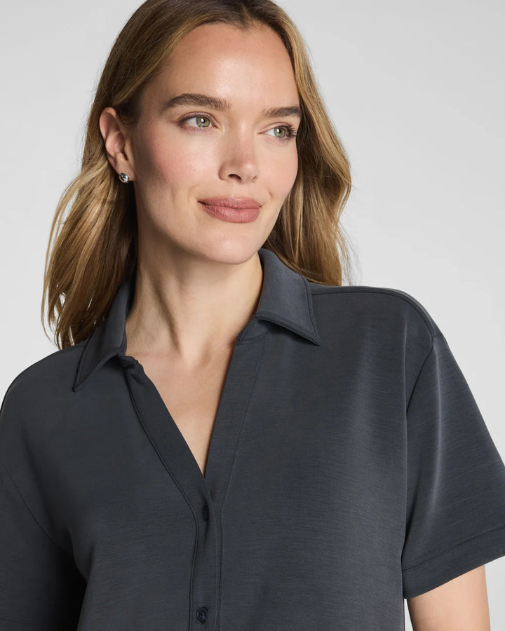 SPANX AIRESSENTIALS® BUTTON DOWN IN WASHED GRAPHITE (22520R)