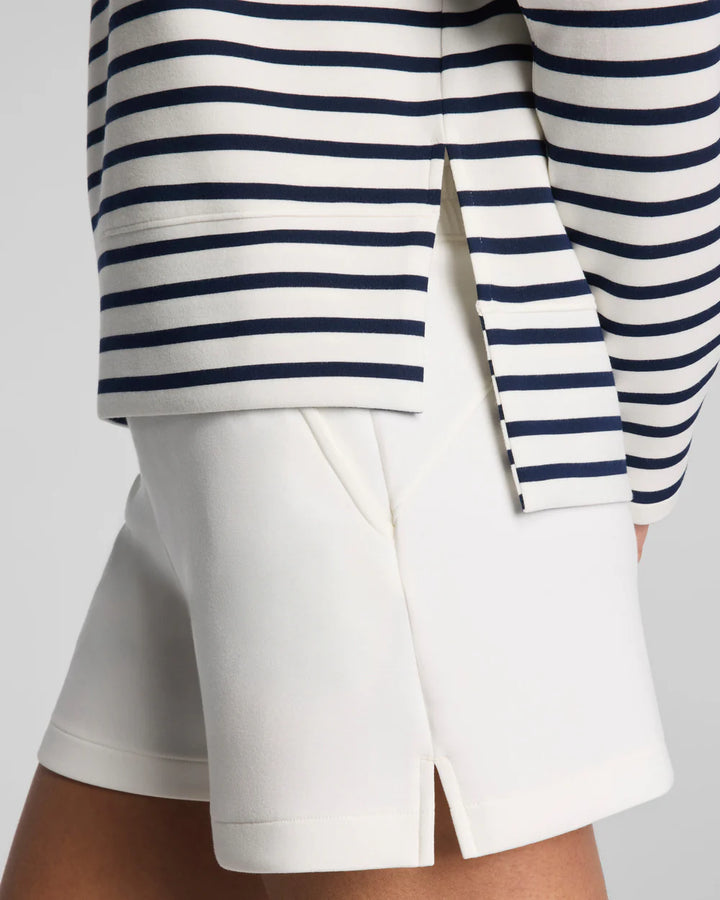 SPANX AIRESSENTIALS® CREWNECK LONG SLEEVE TOP IN YACHT STRIPED NAVY (228O7R)