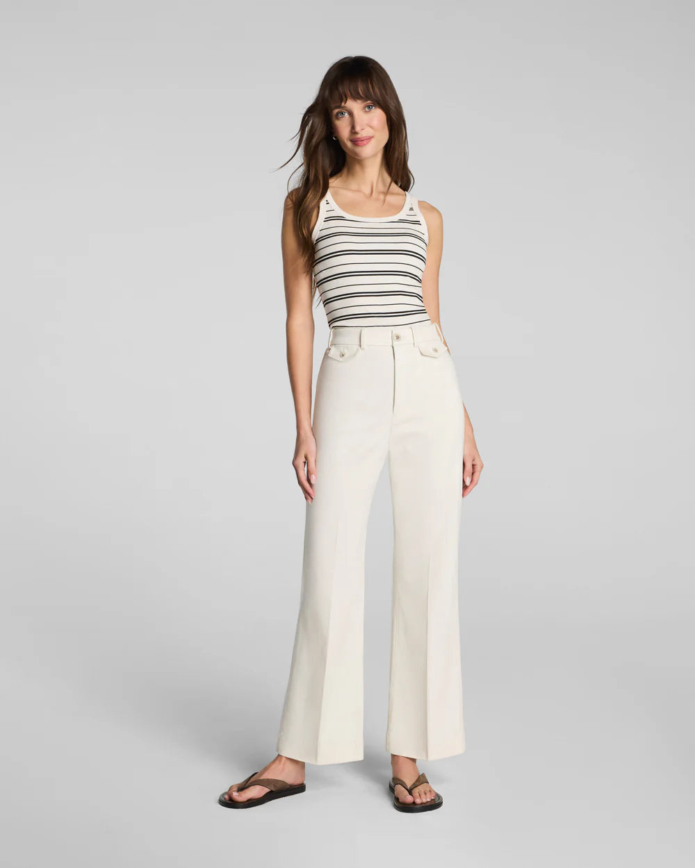 SPANX® RIBBED KNIT SCOOP NECK TANK IN IVORY(22828R)