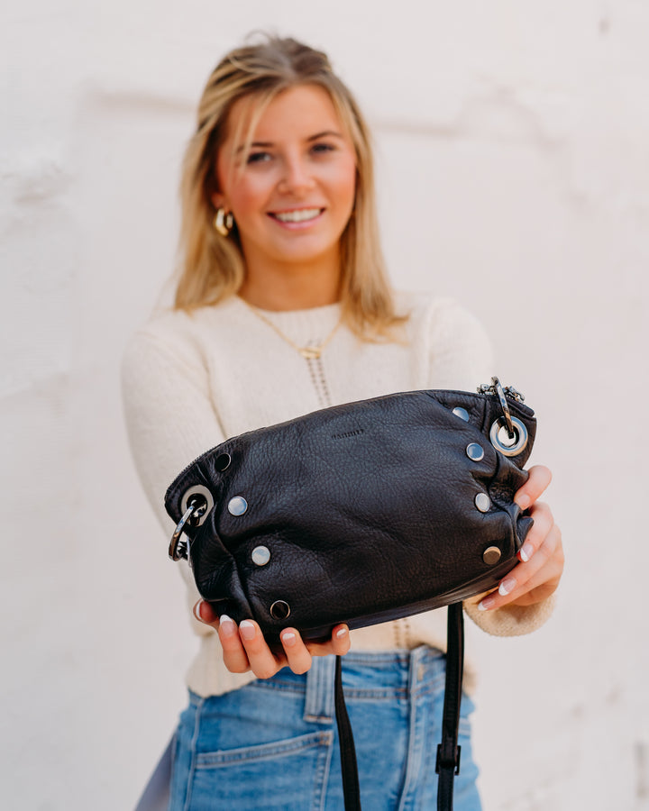 Hammitt: Daniel Crossbody Clutch Sml in Black/Gunmetal