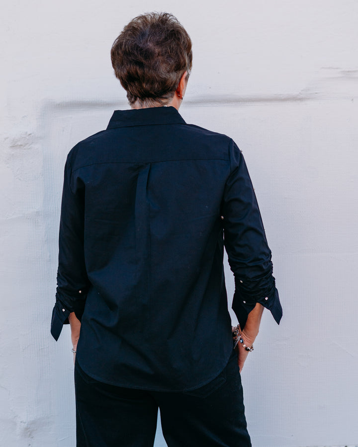 Karen Kane: Embellished Shirt in Black - The Vogue Boutique