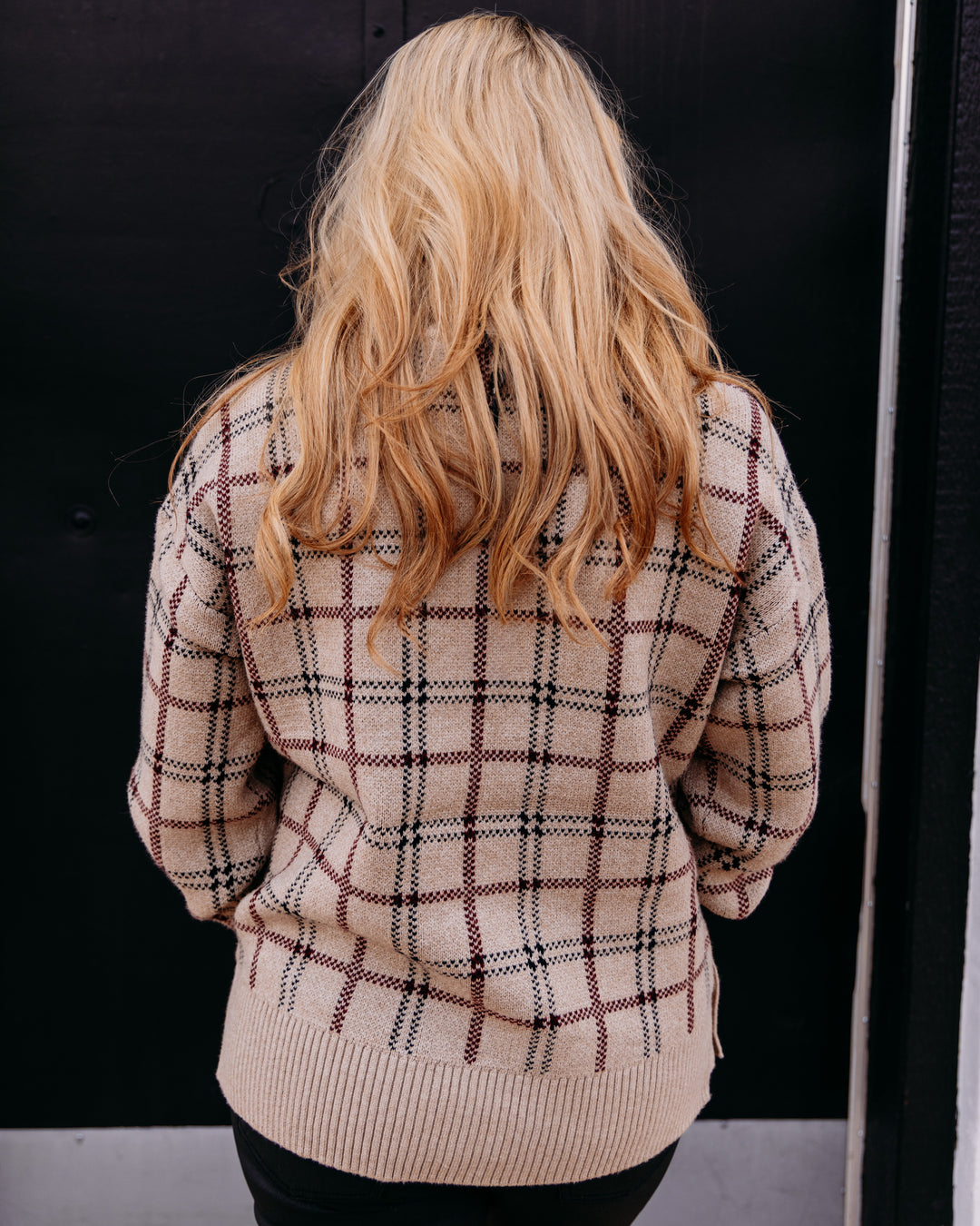 Charlie B: Jacquard Sweater With Side Buttons in Biscotti Chiné (C2668J)