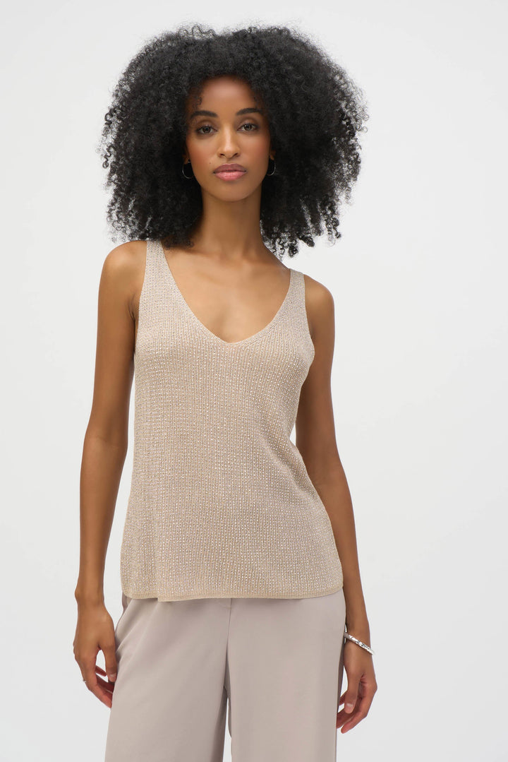 Joseph Ribkoff: Metallic Knitted Camisole with Rhinestones - 252915 - The Vogue Boutique