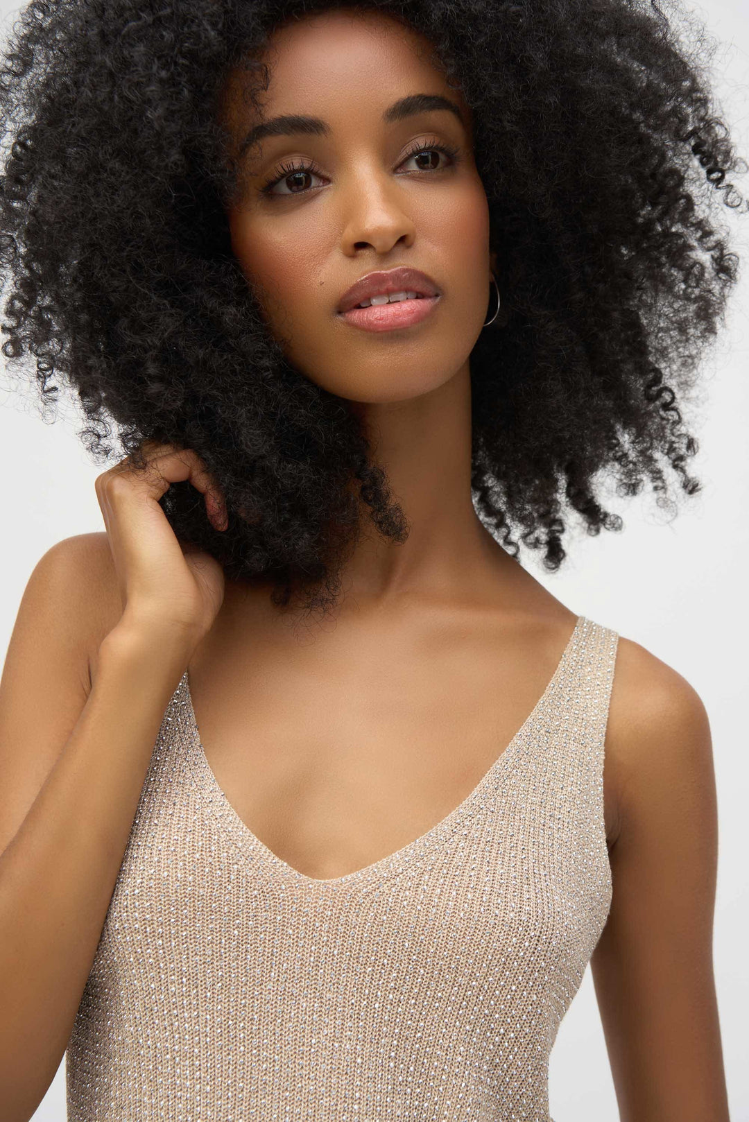 Joseph Ribkoff: Metallic Knitted Camisole with Rhinestones - 252915 - The Vogue Boutique