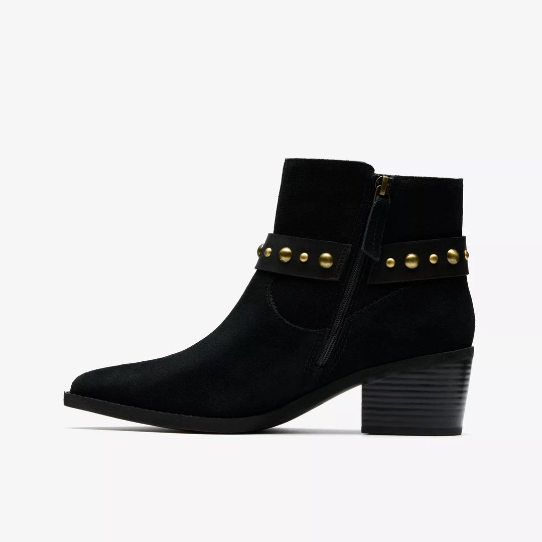 Clarks: Morzine Buckle Black Suede - The Vogue Boutique