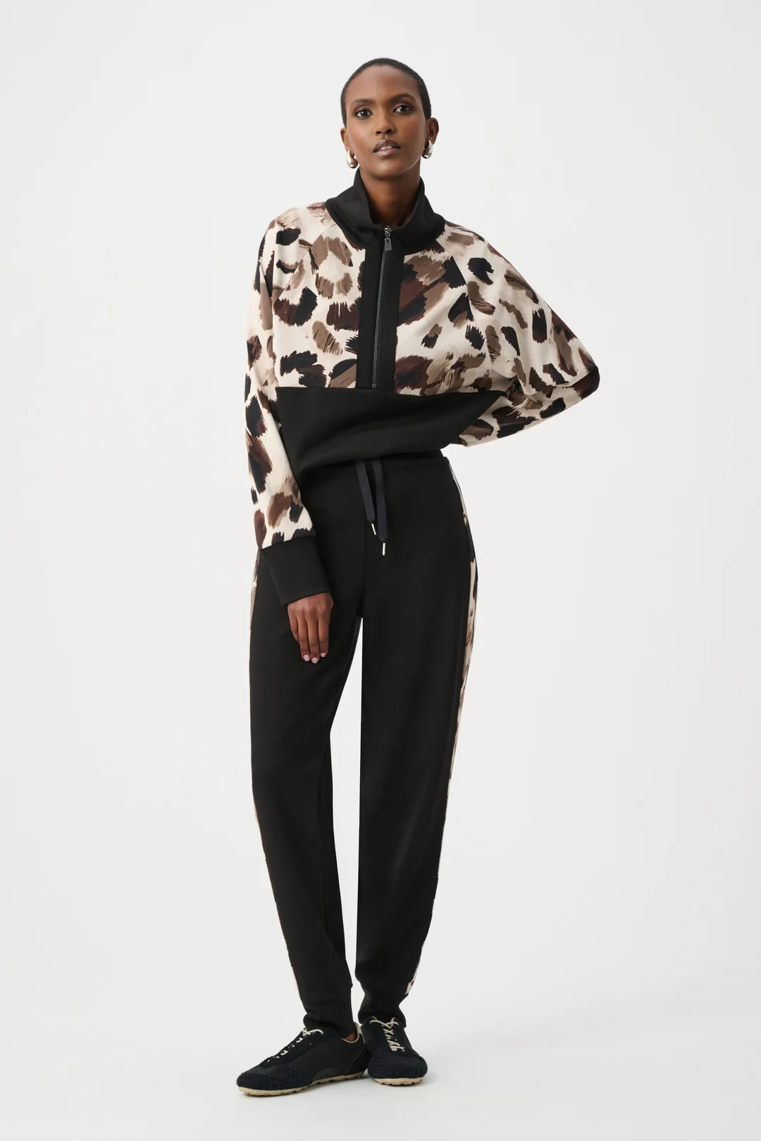 Joseph Ribkoff: Scuba Jersey Animal trimmed Jogger Pants (263608)
