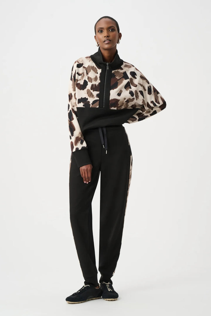 Joseph Ribkoff: Scuba Jersey Animal trimmed Jogger Pants (263608)