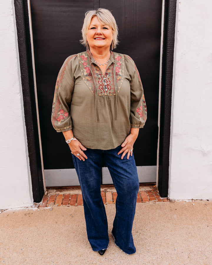 Johnny Was: Camila Blouse in Olivine