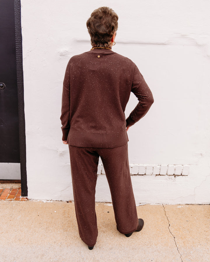 Joseph Ribkoff: Sequin Mock-Neck Sweater in Mahogany (264930)
