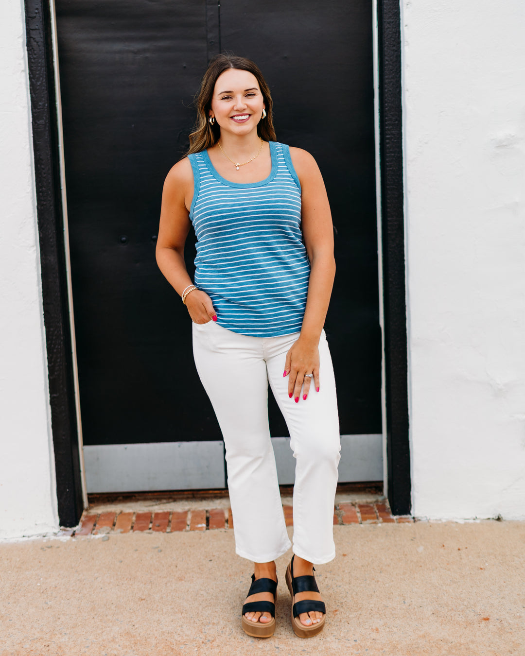 Z Supply: The Perfect Striped Tank in Boathouse - The Vogue Boutique