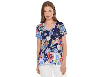 Johnny Was: The Janie Favorite Short Sleeve V-Neck Tee in Tiana Scarf (T13726)