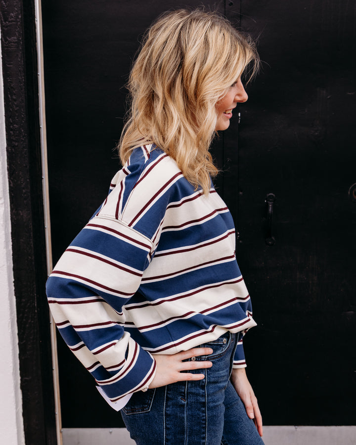 Daze: Salinas Easy Long Sleeve Tee in Cove Stripe (D00052000-JA)