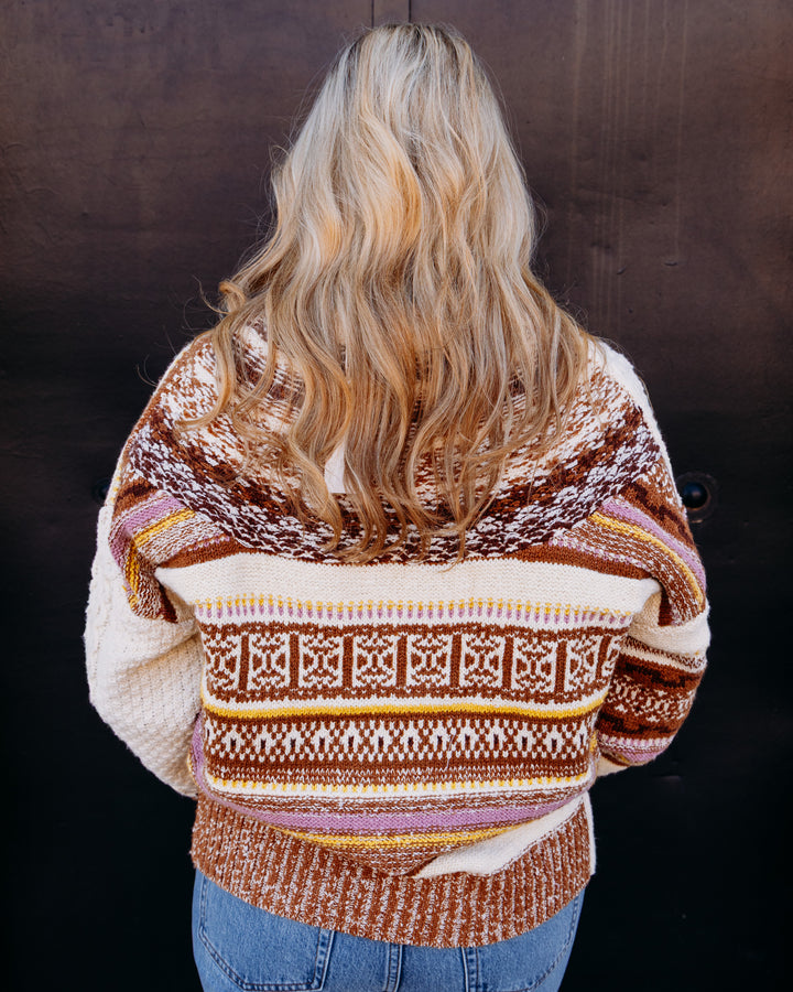Tribal: Soft Multi Stitch Button-Front V-Neck Cardigan in Hazelwood (6022O-5105)