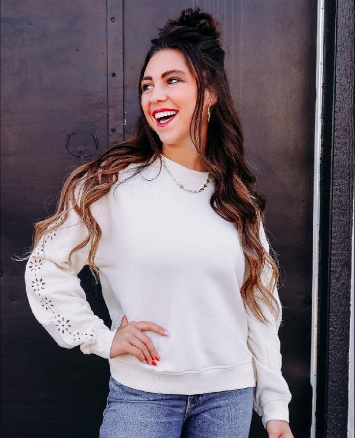 Thread & Supply: Marietta Long Sleeve Top in Eggnog T8748CPKTWS