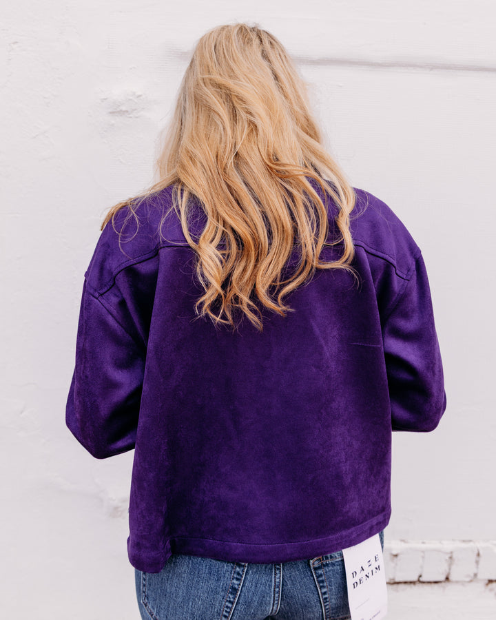 Multiples: Button Front Jacket in Eggplant (M46502JM)
