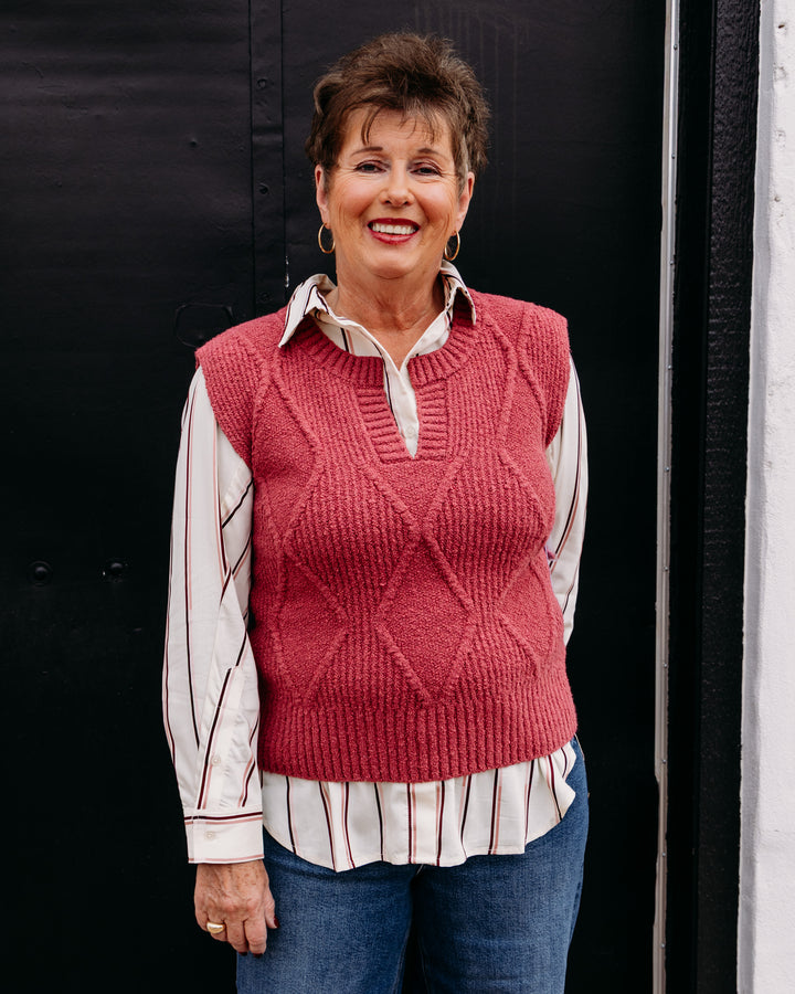 Tribal: Split Crew Neck Sweater Vest in Nostalgia ( 6316O-5611)