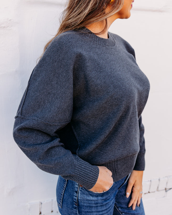Free People: ALMA PULLOVER in Charcoal Heather (OB2578200)