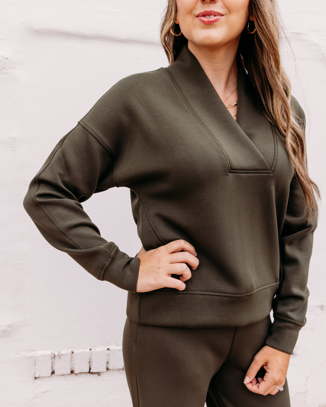 Spanx: Airessentials V-Neck Long Sleeve Top in Monstera (22669R)