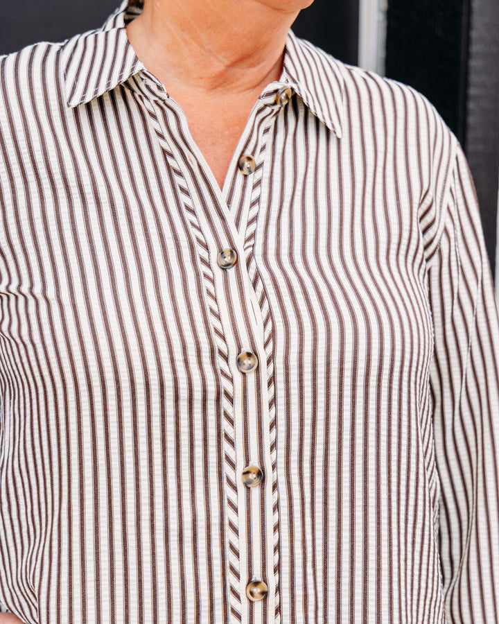 Multiples: Cuff Stripe Long Sleeve in Dark brown (M46611BM)