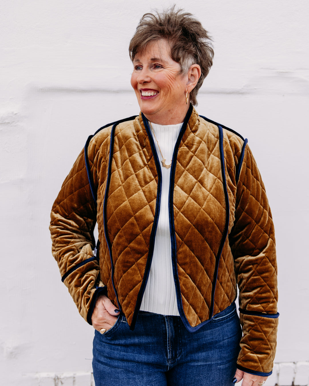 French Dressing: Reversible Quilted Jacket in Blueberry (0034971)
