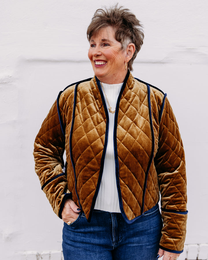 French Dressing: Reversible Quilted Jacket in Blueberry (0034971)