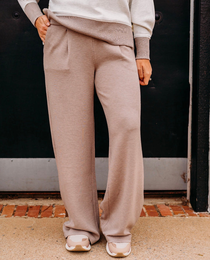 Varley: The Extra Wide Leg Pant 29.5' in Taupe Marl - The Vogue Boutique