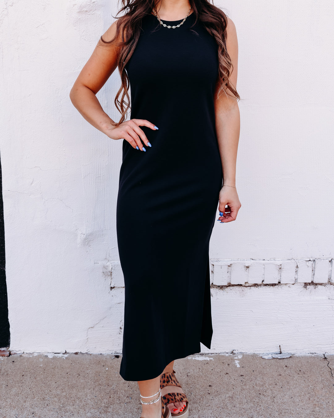 SPANX AIRESSENTIALS® FRENCH RIB MAXI TANK DRESS IN VERY BLACK (22244R)